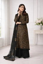 Bareeze heavy embroidered black gold lawn 3-piece suit summer 2026
