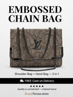 Khaki beige embossed flap chain shoulder bag for women luxury style 2 in 1 black gunmetal chain handbag 2026 Royal Nexus