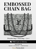 Grey white embossed flap chain shoulder bag for women luxury style 2 in 1 black gunmetal chain handbag 2026 Royal Nexus