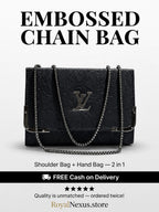 Black embossed flap chain shoulder bag for women luxury style 2 in 1 silver gunmetal chain handbag 2026 Royal Nexus