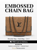 Camel brown tan embossed flap chain shoulder bag for women luxury style 2 in 1 gunmetal chain handbag 2026 Royal Nexus