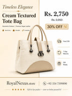 Cream Textured Tote Bag for Women | Structured Crossbody Handbag