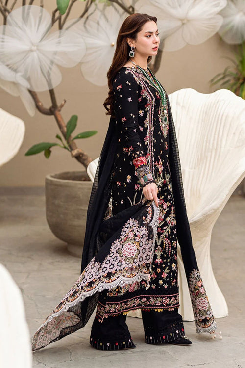 black chicken kari embroidered lawn suit with cotton silk dupatta