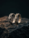 Crown link band ring for men two tone silver gold stainless steel luxury 2026