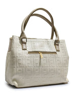 Cream textured structured tote bag for women with dual top handles and detachable crossbody strap luxury style 2026