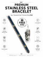 Blue and silver stainless steel chain bracelet for men with free premium ring included