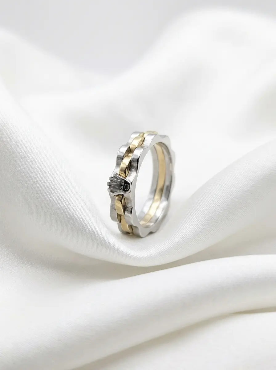 Two-tone gold and silver stainless steel Ring for men