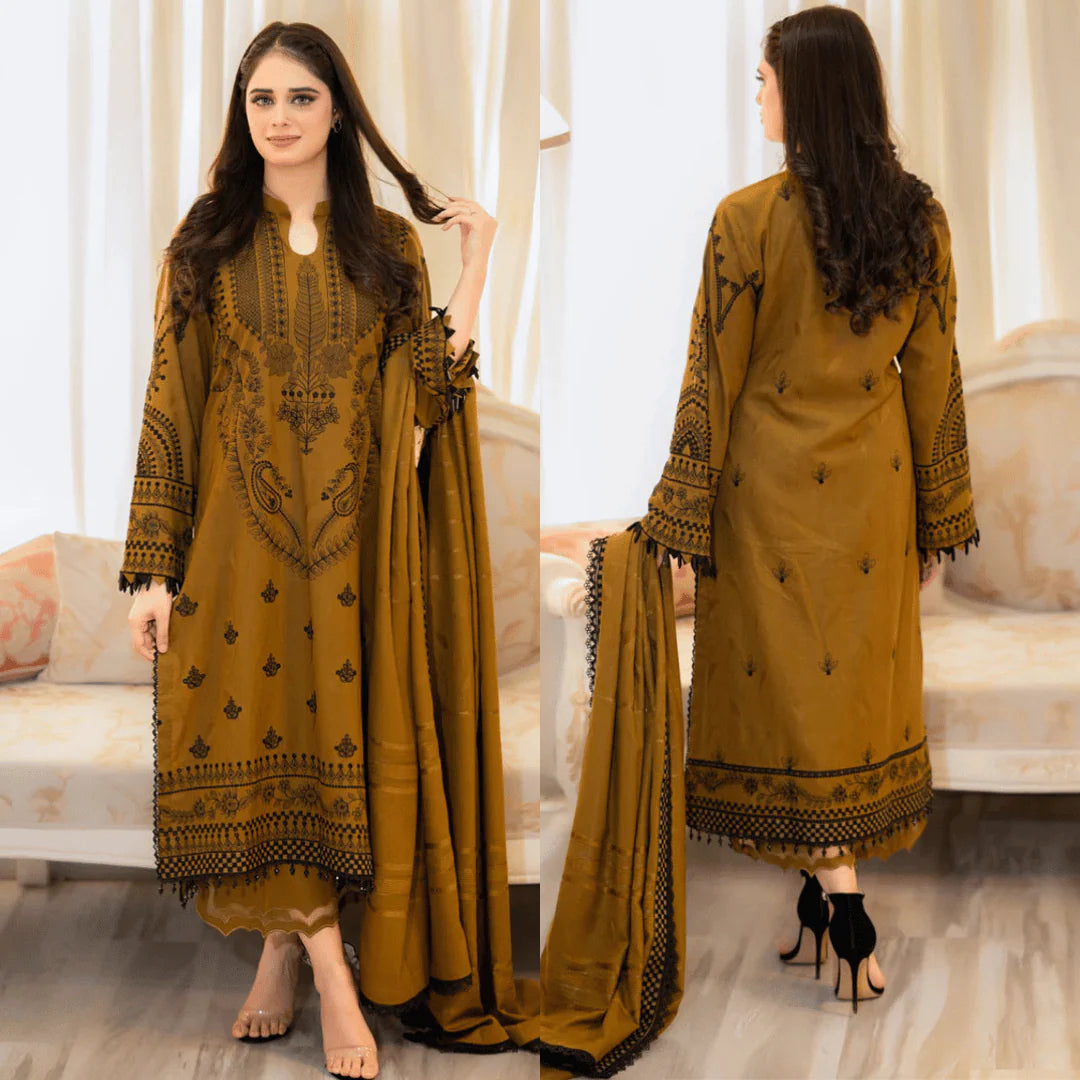 Baroque Original 3PC Dhanak Suit – Premium Winter Unstitched