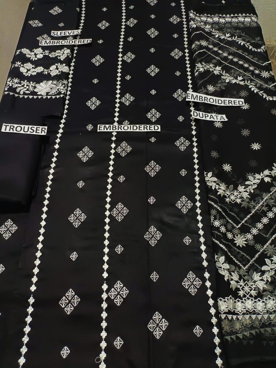 Luxury Embroidered Lawn 3PC | Bareeze Summer Collection | Black | 2026