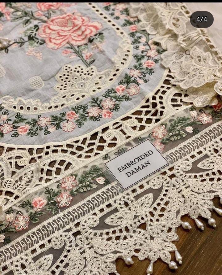 Maria B off white chikankari embroidered luxury lawn 3-piece suit summer 2026