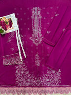 Lamisah Nawera Embroidered Doriya Lawn Suit - Mauve Pink | Royal Nexus