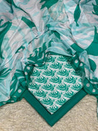 Teal feather white digital printed lawn 3-piece unstitched suit with printed dupatta and dyed trouser summer collection 2026