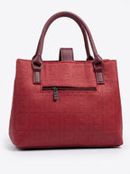 Red burgundy textured structured tote bag for women with dual top handles and detachable crossbody strap luxury style 2026