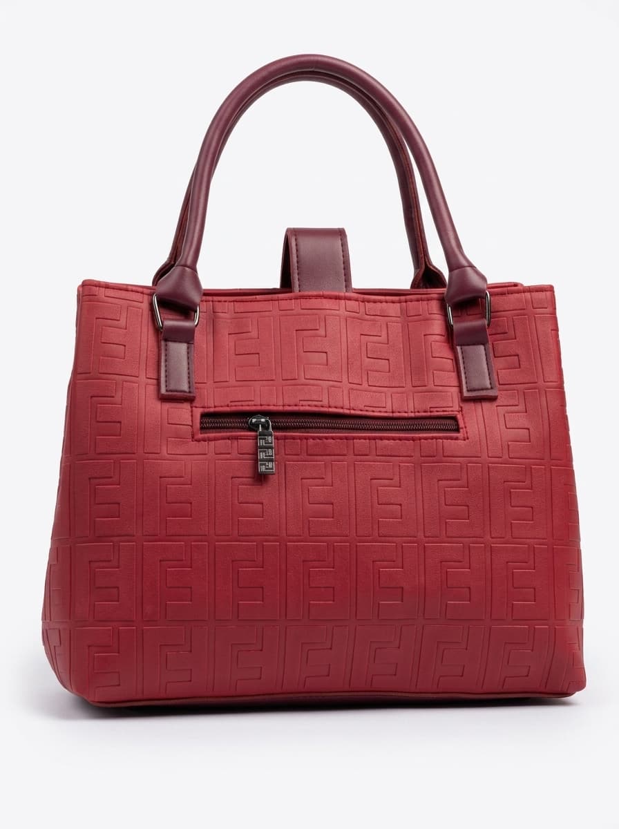 Red burgundy textured structured tote bag for women with dual top handles and detachable crossbody strap luxury style 2026