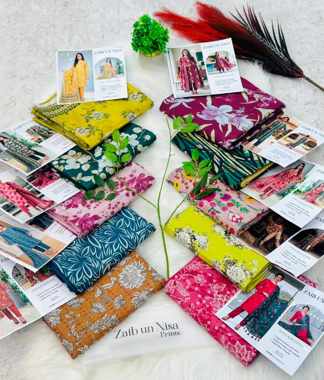 Zaib un Nisa Minaaish digital printed lawn 3-piece unstitched suit with printed dupatta and dyed plain trouser special edition 2026