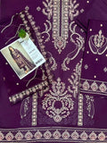 Plum Embroidered Lawn Suit with Elegant Printed Dupatta