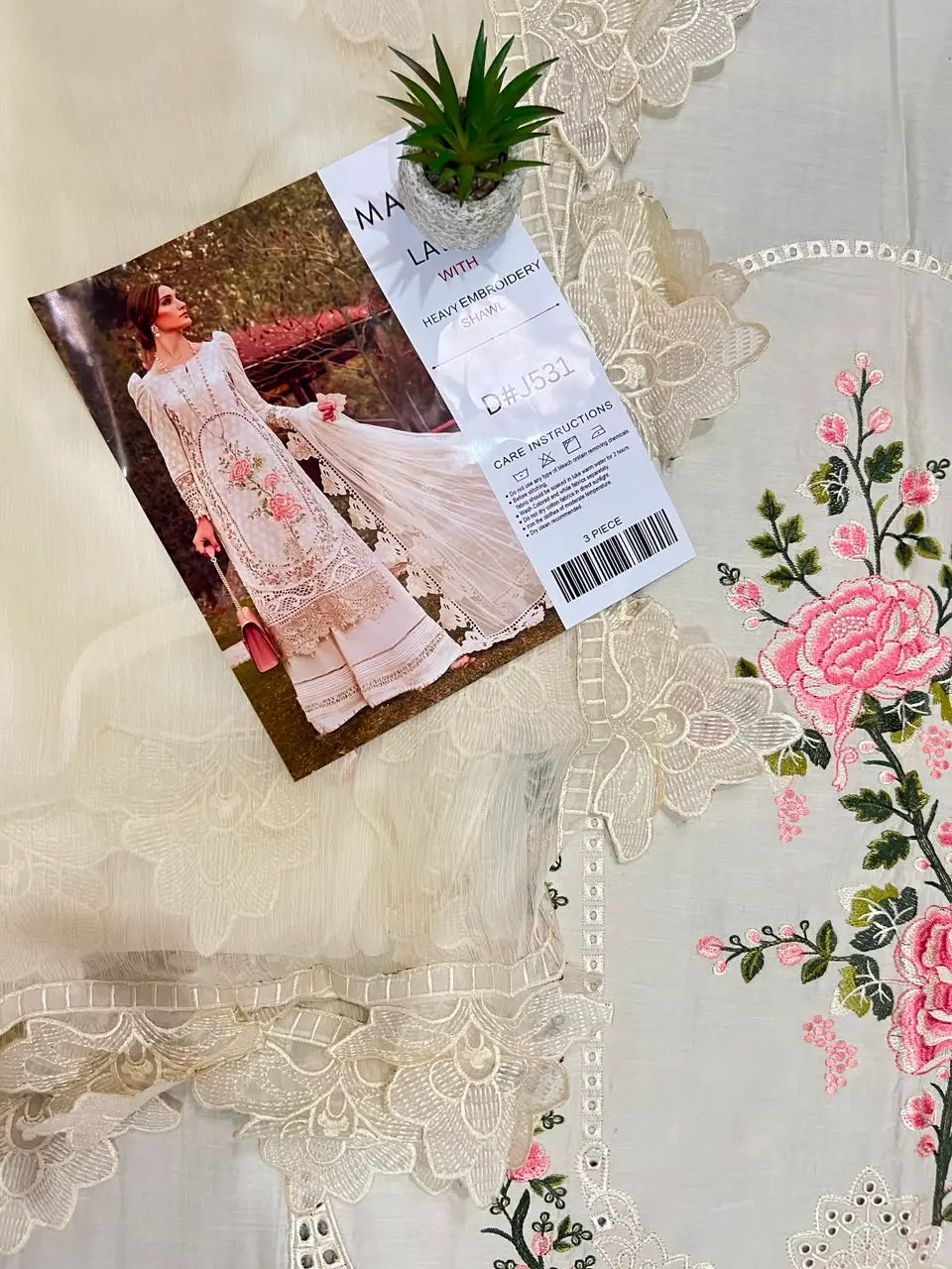 Maria B off white chikankari embroidered luxury lawn 3-piece suit summer 2026