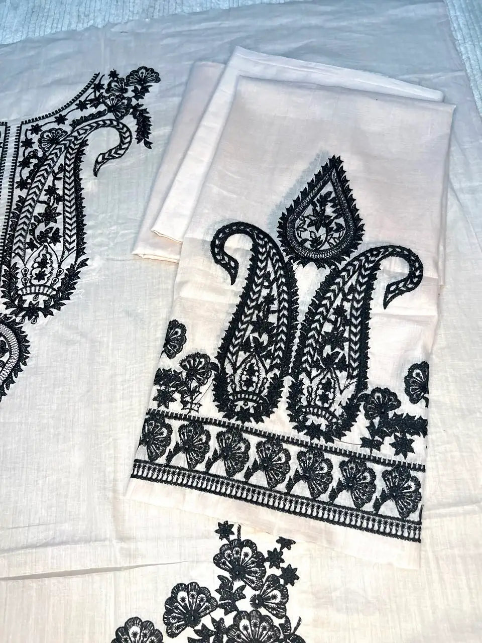 Beige Heavy Embroidered Lawn Suit With Embroidered Chiffon Dupatta