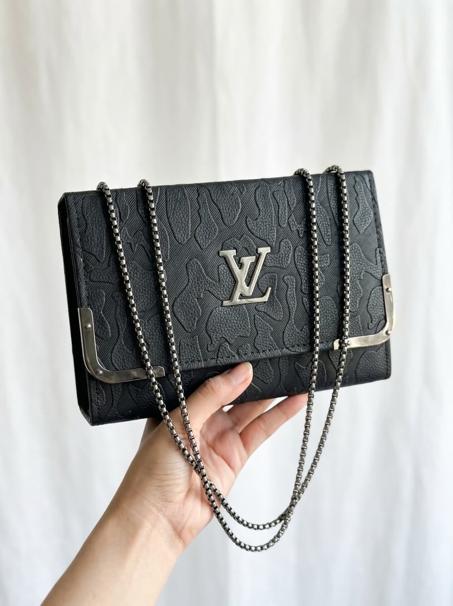 Embossed Flap Chain Shoulder Bag | Luxury Style Structured Clutch | Women 2026