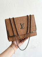 Embossed Flap Chain Shoulder Bag | Luxury Style Structured Clutch | Women 2026