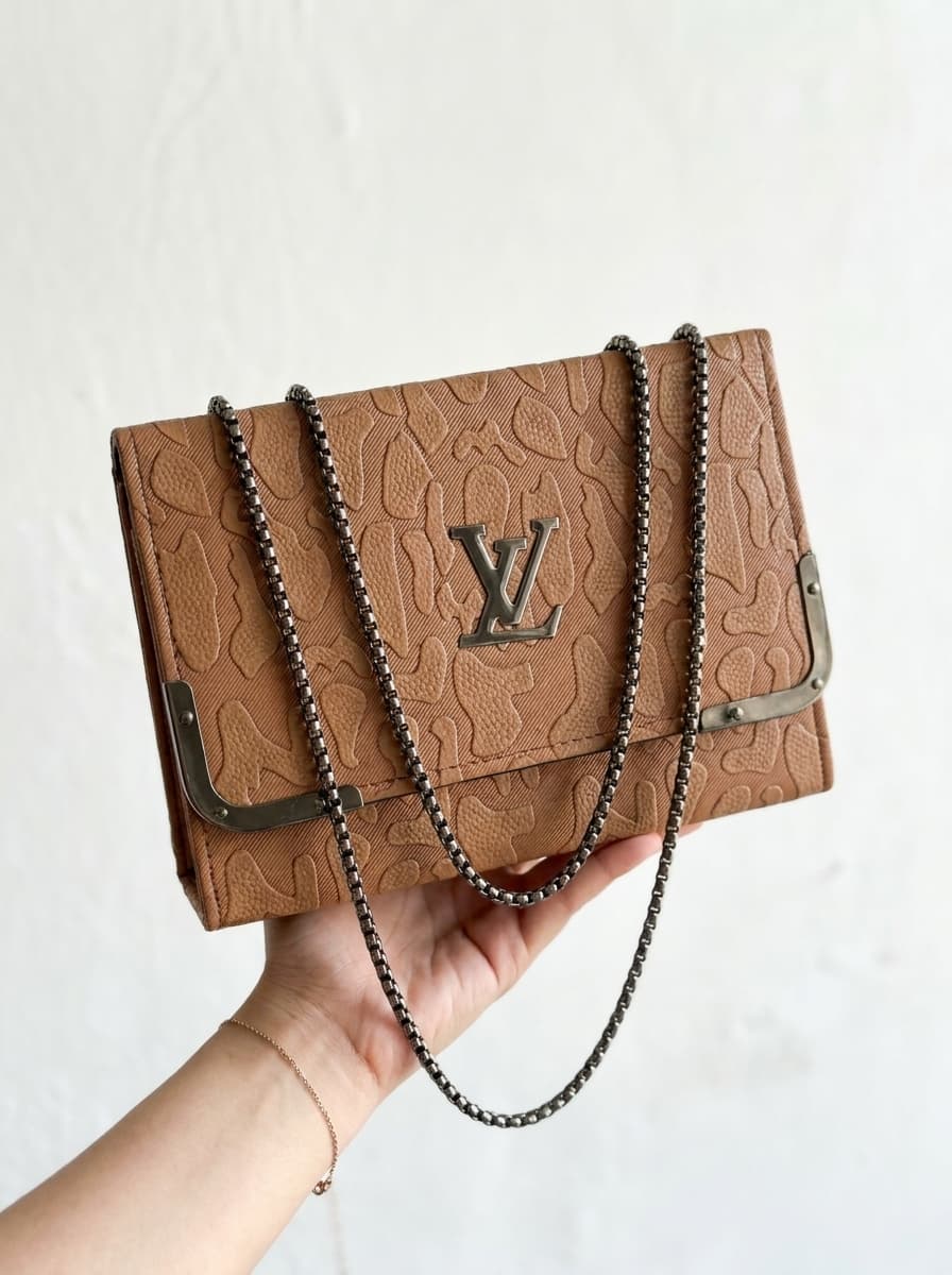 Embossed Flap Chain Shoulder Bag | Luxury Style Structured Clutch | Women 2026