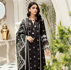 Luxury Embroidered Lawn 3PC | Bareeze Summer Collection | Black | 2026