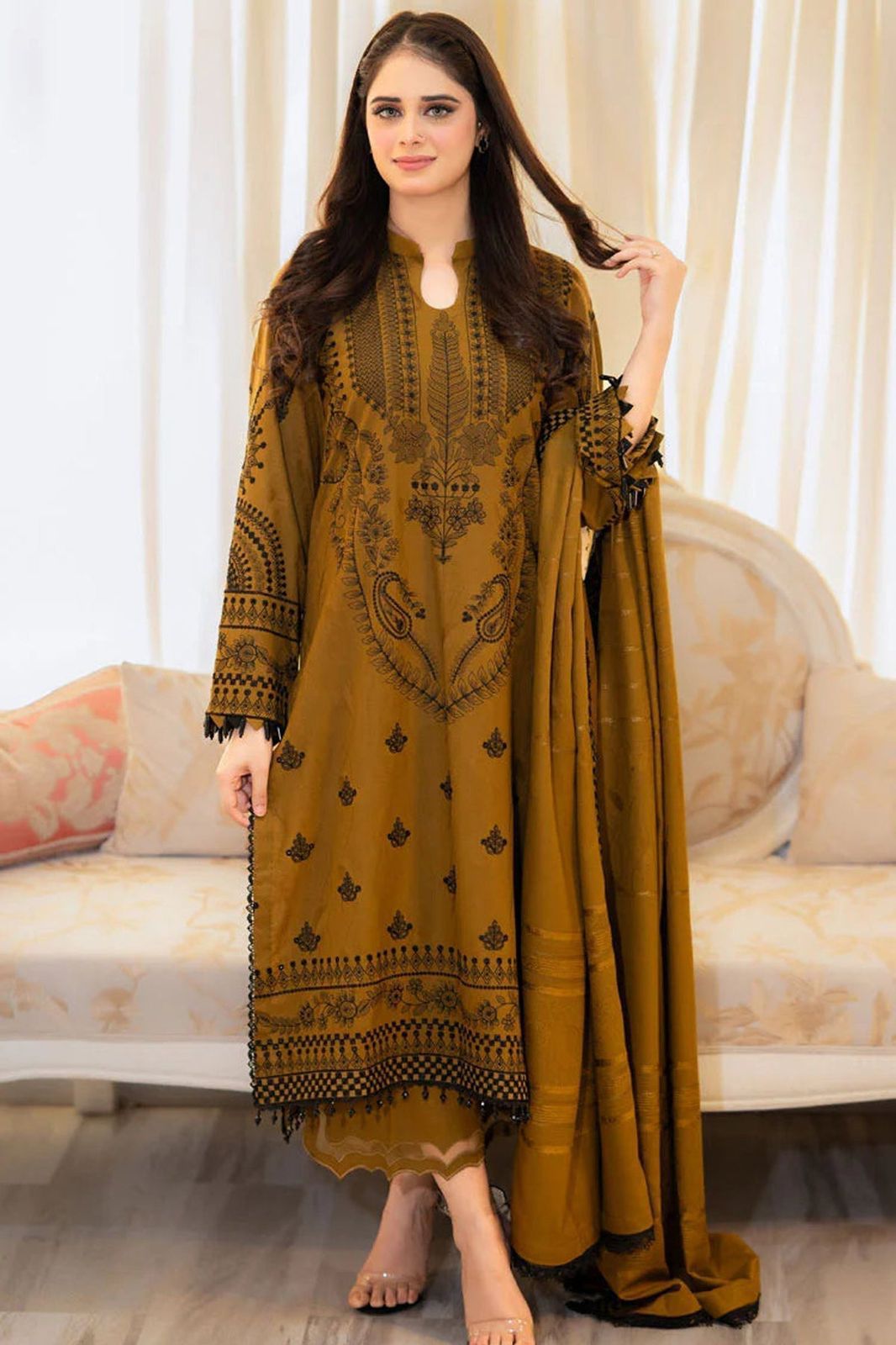 Baroque Original 3PC Dhanak Suit – Premium Winter Unstitched