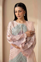 Pastel Embroidered Lawn Suit With Elegant Organza Dupatta