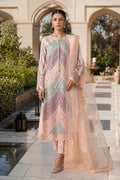 Pastel Embroidered Lawn Suit With Elegant Organza Dupatta