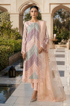 Pastel Embroidered Lawn Suit With Elegant Organza Dupatta