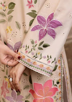 Floral Embroidered Lawn 3 Piece Suit with Printed Dupatta
