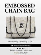 Ivory white embossed flap chain shoulder bag for women luxury style 2 in 1 gunmetal chain handbag 2026