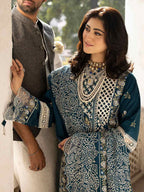 Luxury embroidered lawn 3 piece suit with khaddi net dupatta